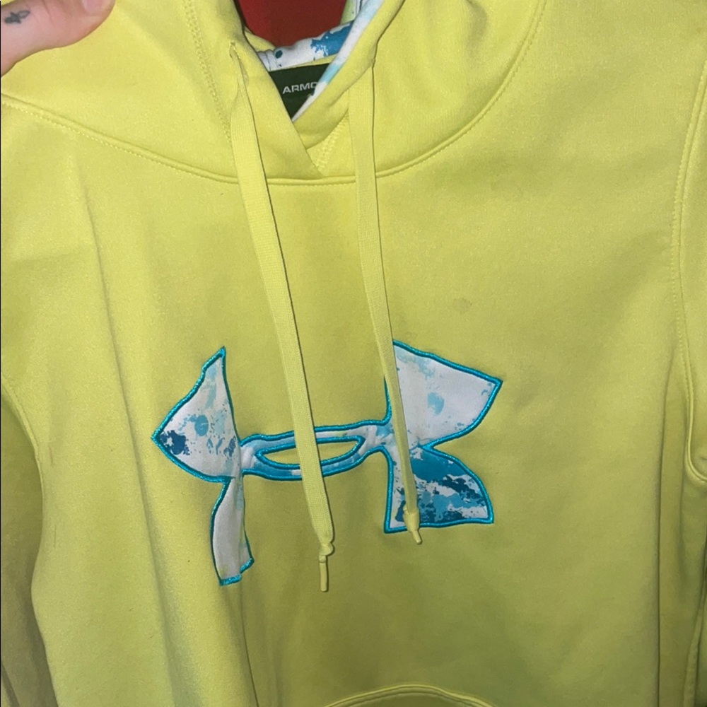 Under Armour Vibrant Yellow Hoodie with Blue Logo